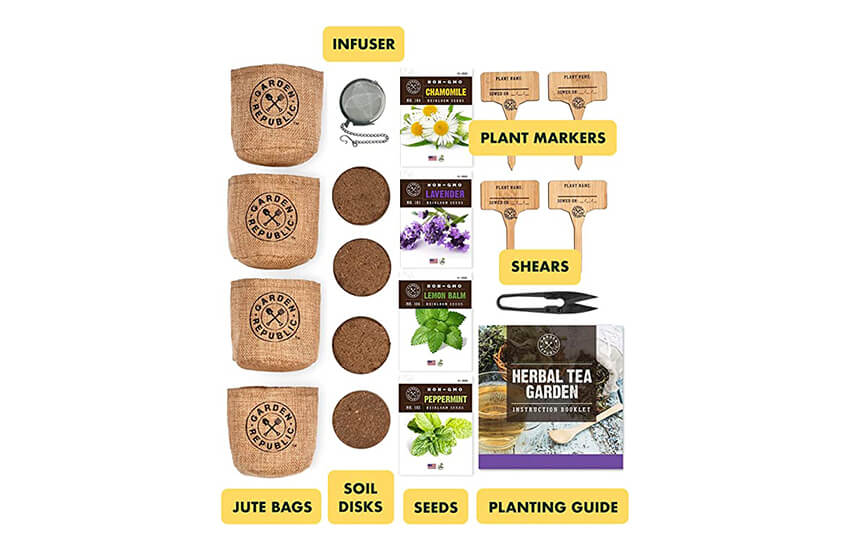 Indoor Herb Garden Seed Starter Kit contents