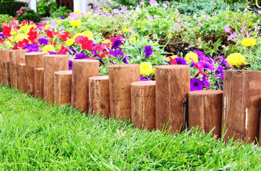 wooden logs in family gardens