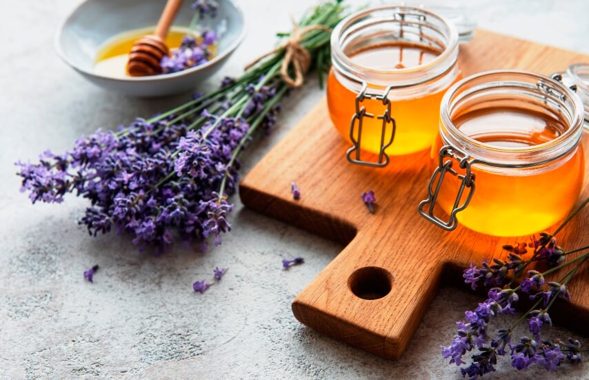 honey and fresh lavender
