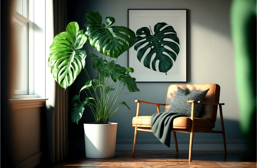 monstera plant in house
