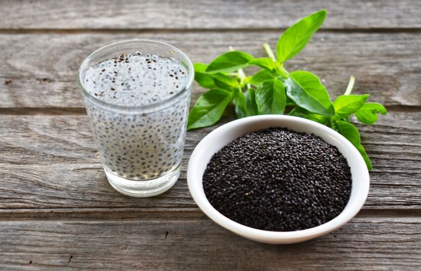 sabja seeds in bowl