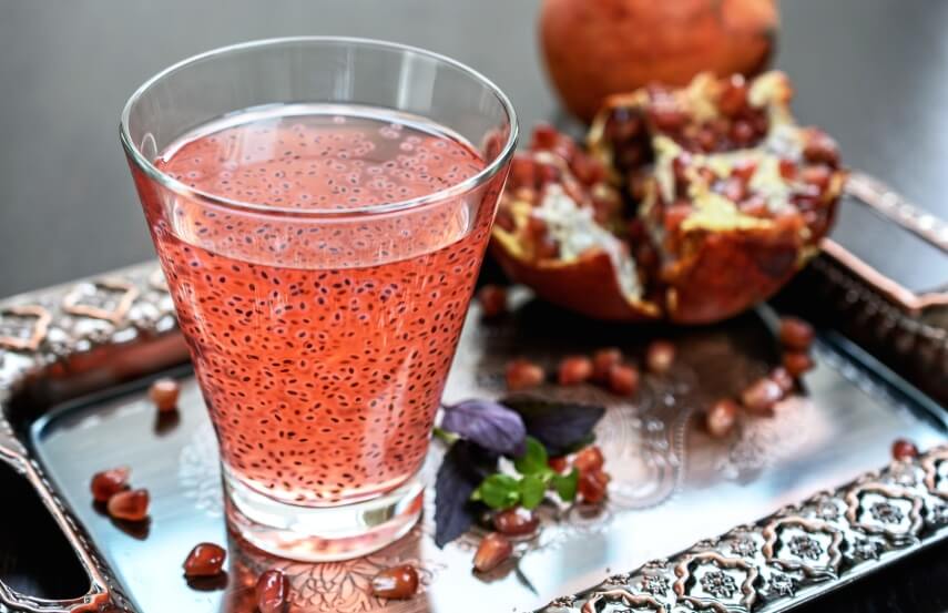 basil seeds in pomegranate juice