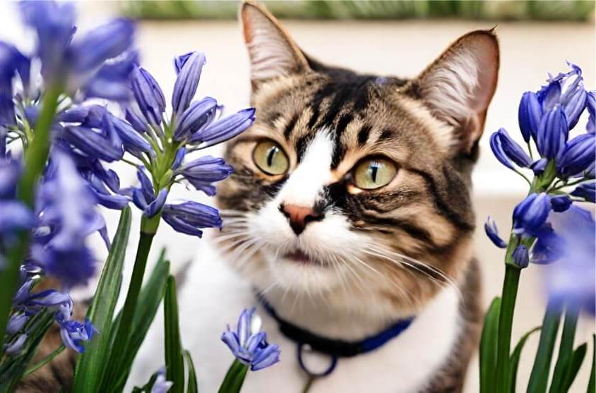cat play with Agapanthus
