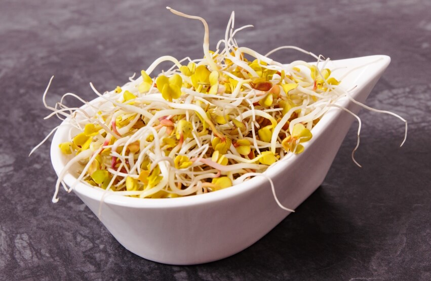 Radish sprouts in bowl